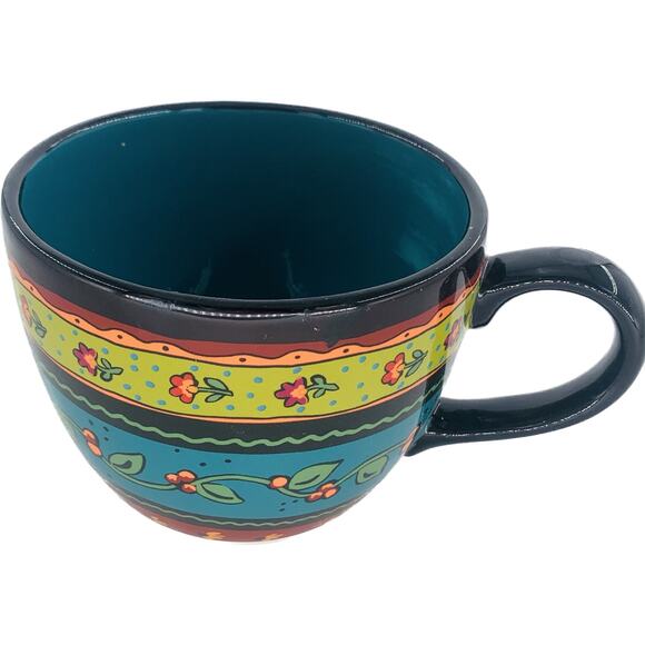 Soup Mug With Handle Julie Ingleman Certified International 3 Cup Large Strips - Picture 1 of 6